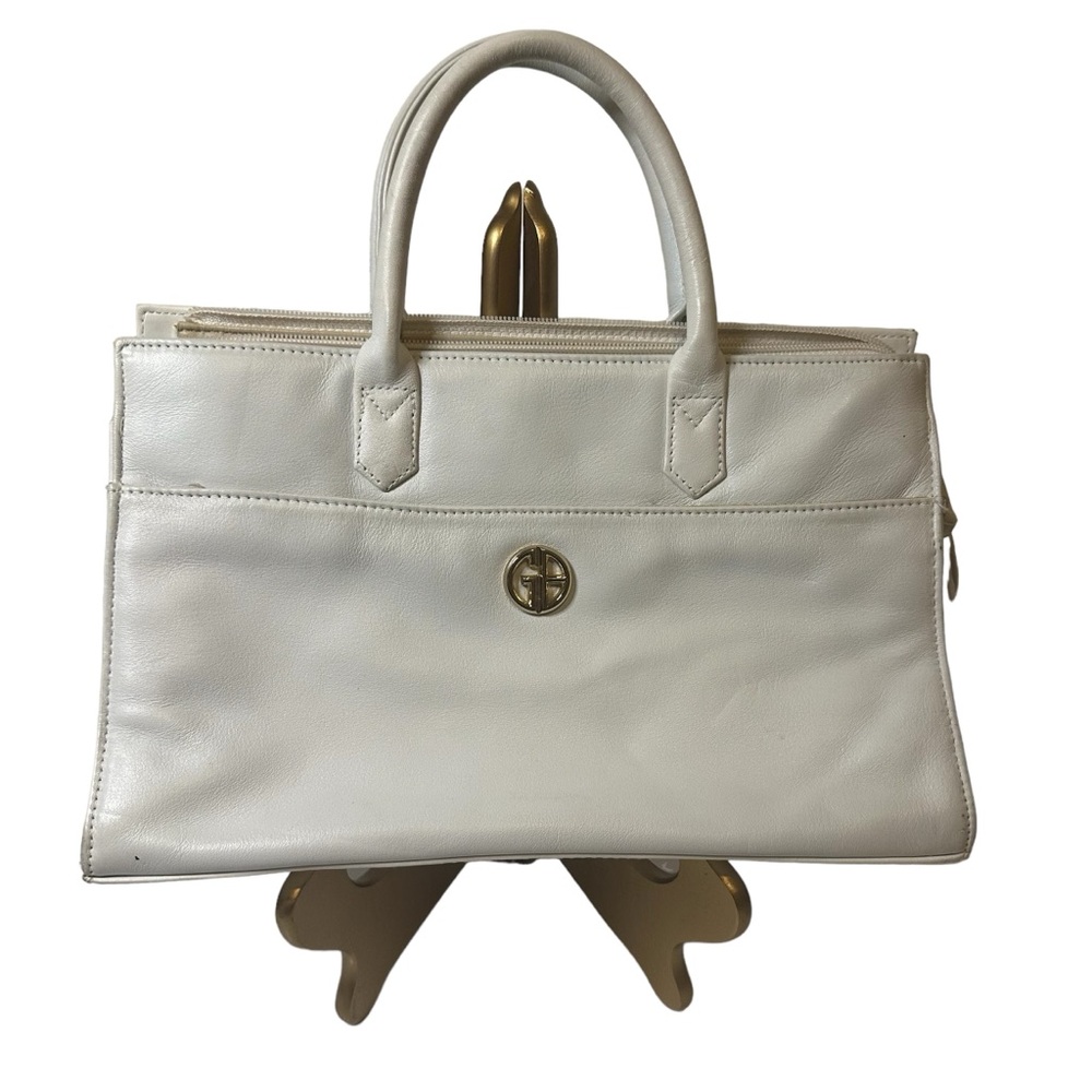 Giani Bernini Leather women Satchel White with gold hardware 👜